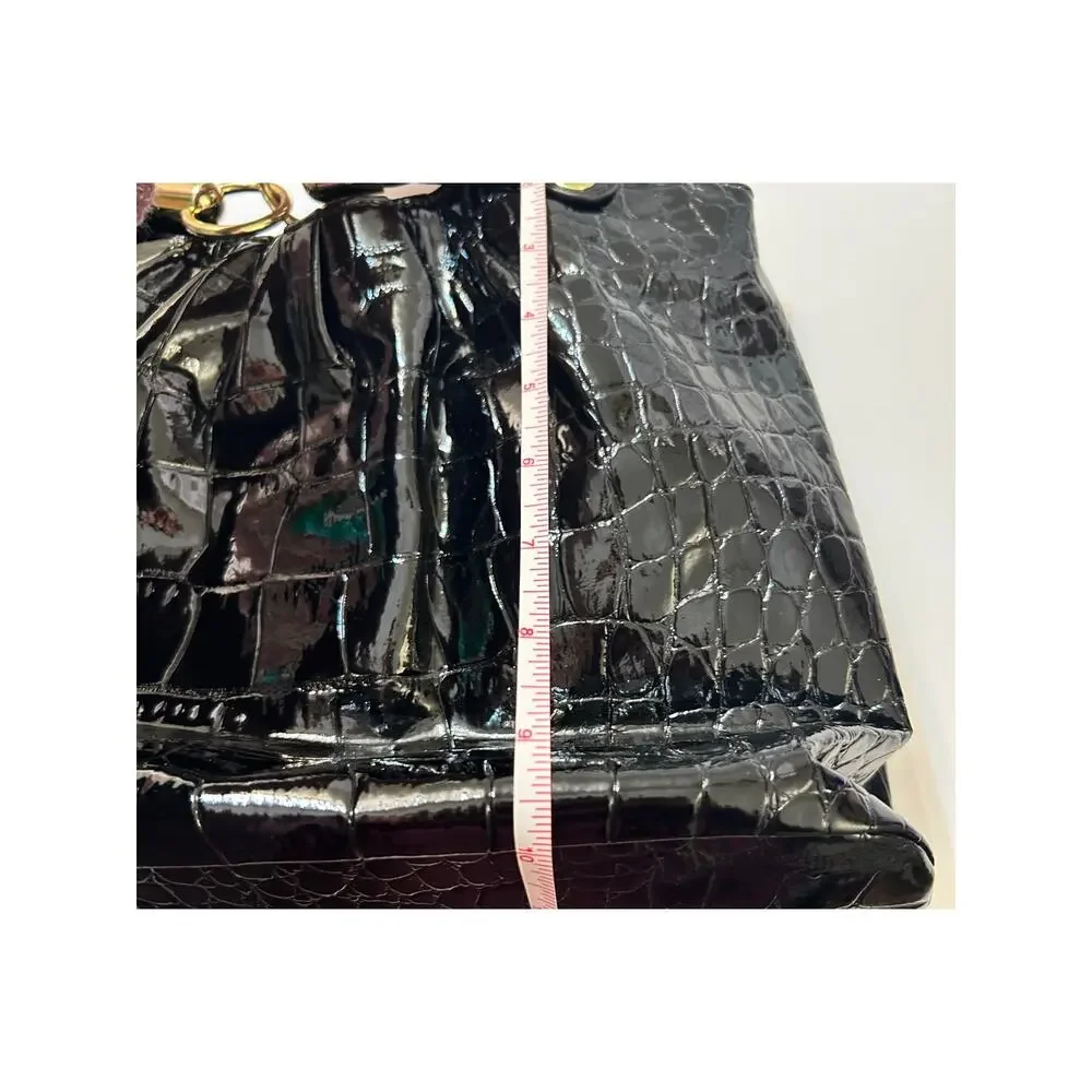 Relic Brand Hobo Black Bag Faux Patent Shiny Crocodile Leather Shoulder Purse